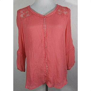Zac and Rachel Small Top Pink Floral Embroidered